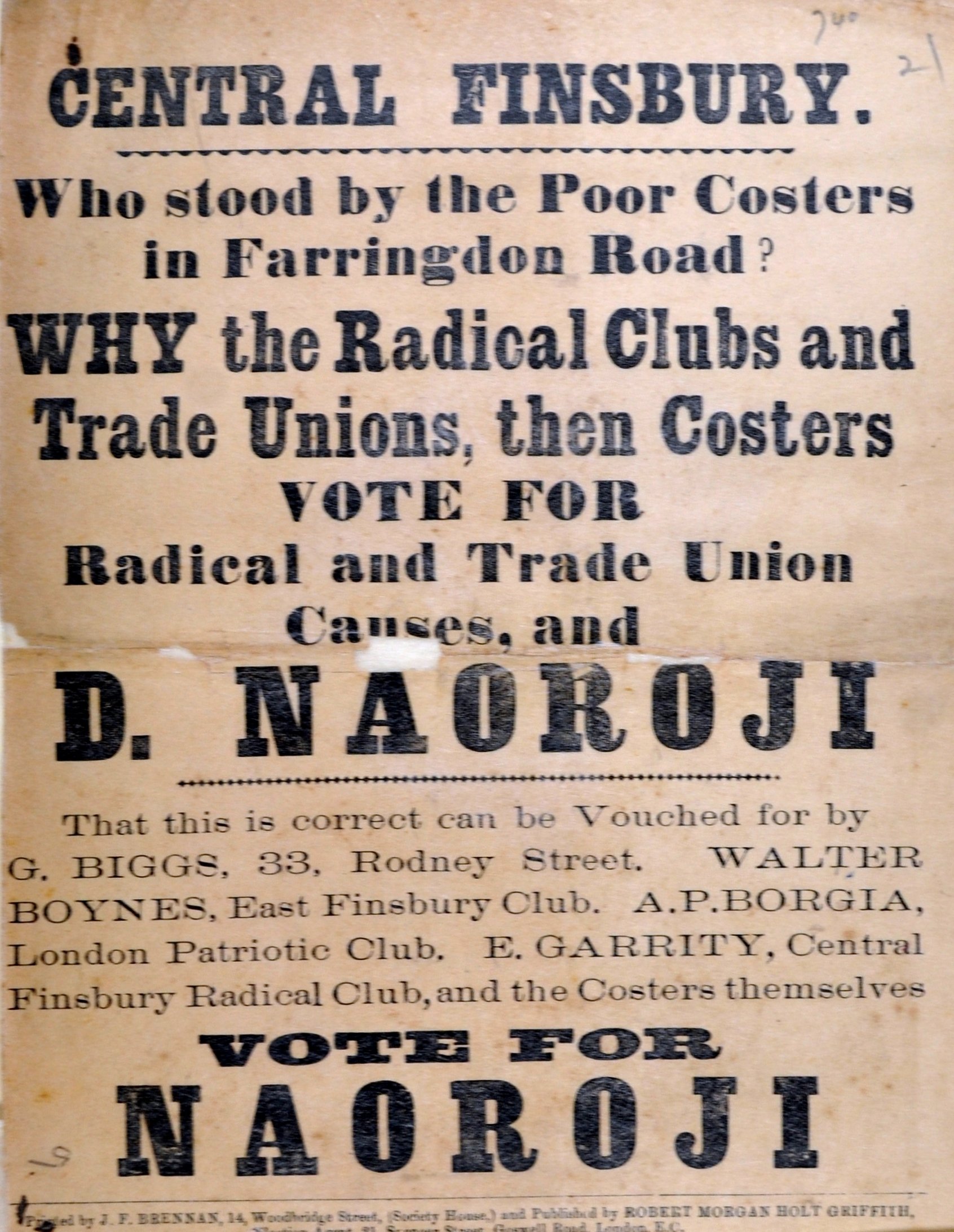 A flyer for Naoroji’s parliamentary campaign