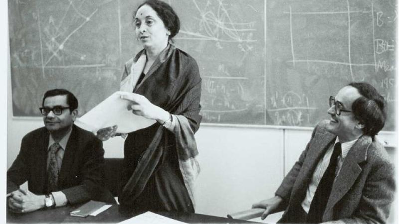 Padma Desai with Professor Jagdish Bhagwati and (former) Dean John Ruggie of the School of International and Puiblic Affairs, Columbia University ; Source: http://www.columbia.edu/~pd5/picture5.html